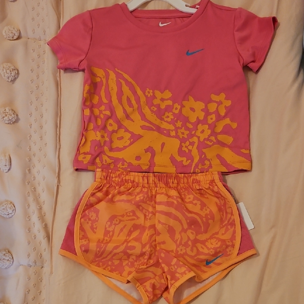 Nike Pink and Yellow Floral Athletic Set